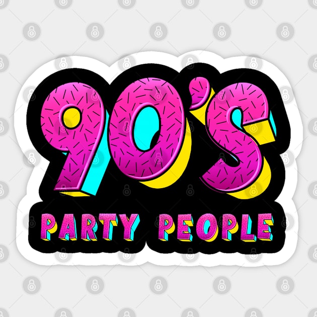 90`s Party People Nineties Retro Party Sticker by Macphisto Shirts